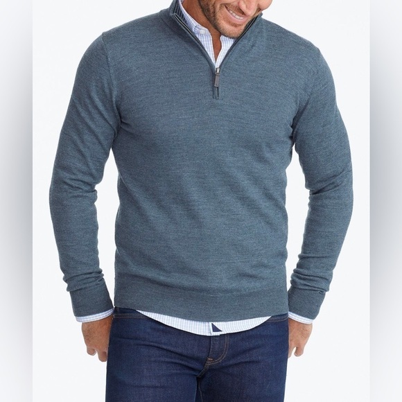 UNTUCKit Belguardo Merino Wool Quarter-Zip, Dark Gray, Size XL - Picture 2 of 10